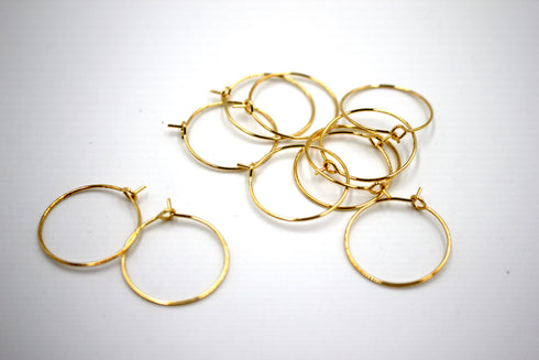 earring hoops, 24k gold plated brass, 20 x 20mm, 20 pieces, gold earrings, ear ring hoops, hoop ear ring,